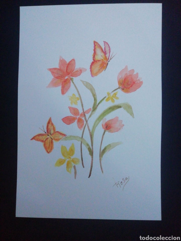 Arte: Acuarela. Mariposas y flores - Foto 1
