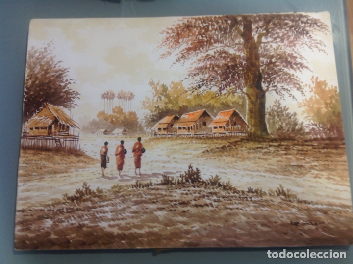 Arte: Bonita acuarela esc&eacute;nica de Birmania