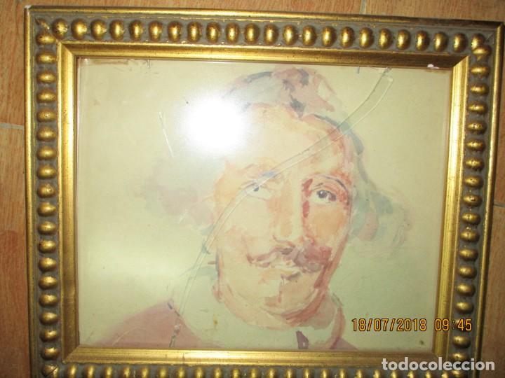Arte: pintura impresionista antigua acuarela retrato - Foto 2 - 299835513