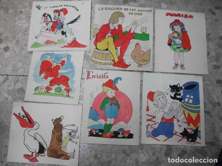 7 dibujos originales pintados de cuentos y port - Compra venta en  todocoleccion