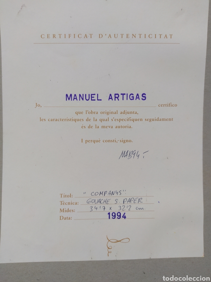 Arte: OBRA ORIGINAL MANUEL ARTIGAS - Foto 4