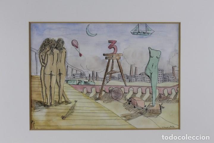 Arte: Carlos Vázquez Mata (1949-2008) - Dibujo acuarela sobre papel firmado por el artista - Foto 1 - 302434268