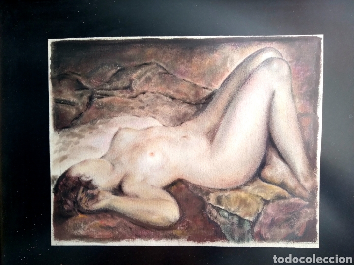 Arte: Acuarela con desnudo an&oacute;nima. 28 x 22