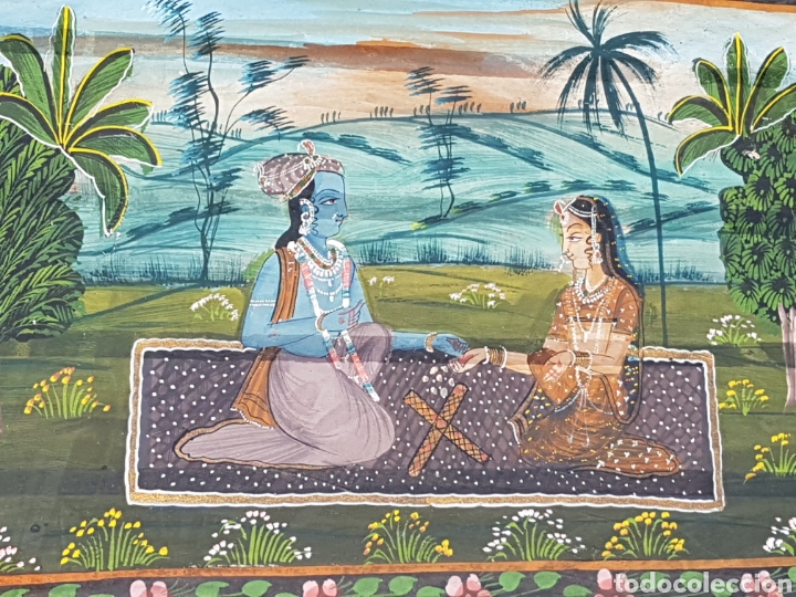 Arte: PINTURA INDIA SOBRE SEDA MARCO BAMBU - Foto 3