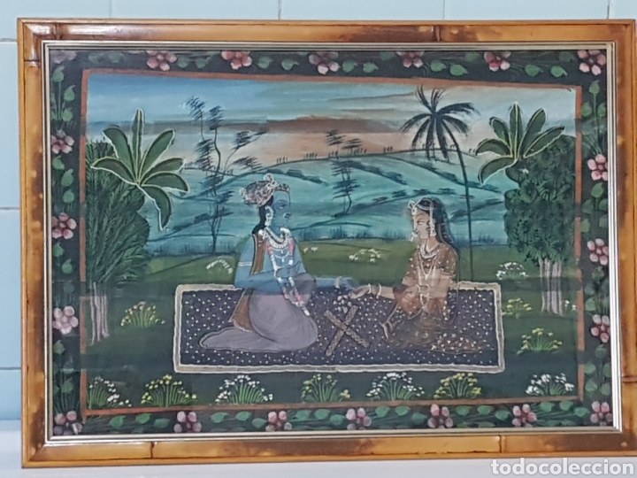 Arte: PINTURA INDIA SOBRE SEDA MARCO BAMBU - Foto 6