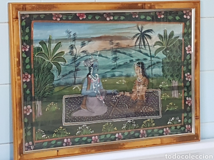 Arte: PINTURA INDIA SOBRE SEDA MARCO BAMBU - Foto 9
