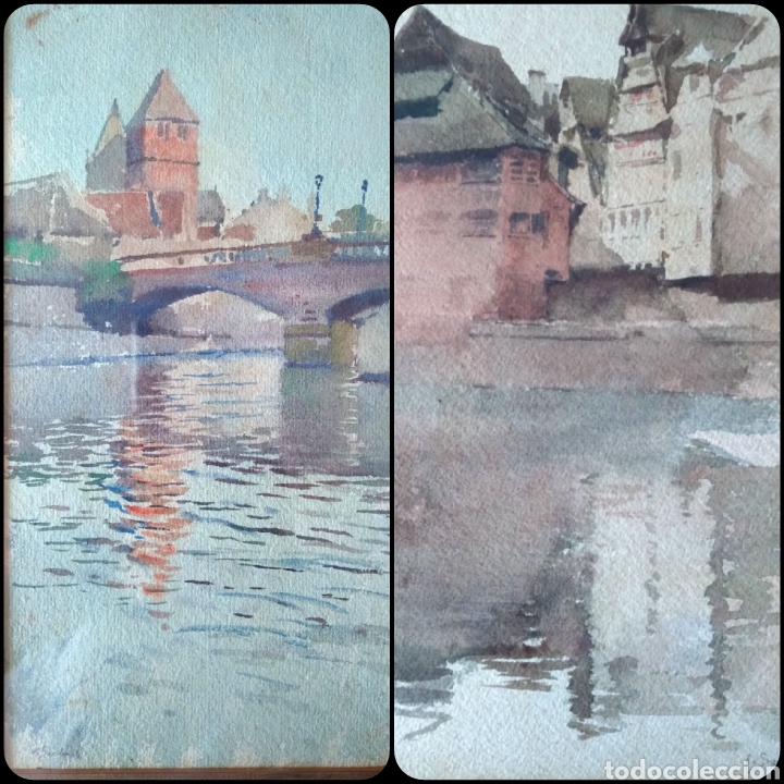 Arte: Pareja de acuarelas firmadas de autor centroeuropeo