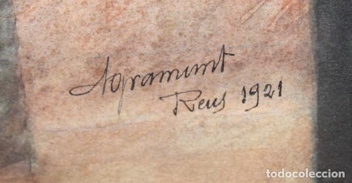 Arte: JOSE FRANCES AGRAMUNT (1868 - 1951) ACUARELA SOBRE PAPEL DEL AÑO 1921. INTERIOR CON PERSONAJES - Foto 7 - 295399403