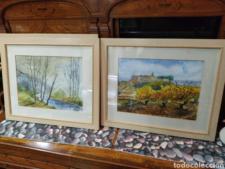 Art: Lote 3 acuarelas enmarcadas igual muy decorativas y bien pintadas.