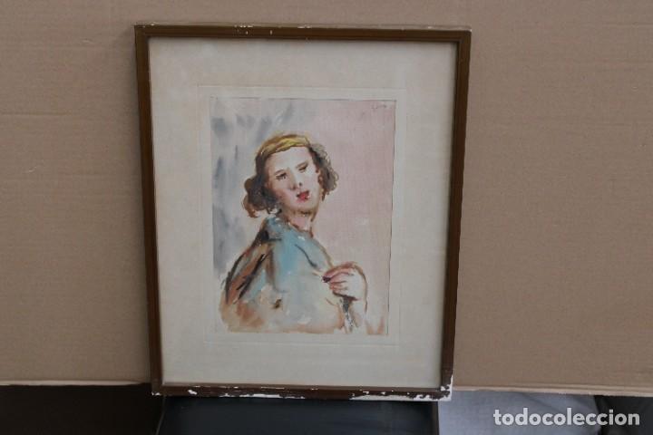 Arte: RICARD FERRER I JULI (BLANES, 1946) ACUARELA SOBRE PAPEL. RETRATO FEMENINO - Foto 1 - 301358108