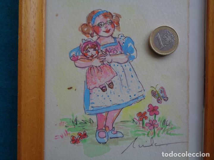 Arte: ACUARELA NI&Ntilde;A CON MU&Ntilde;ECA - Foto 4