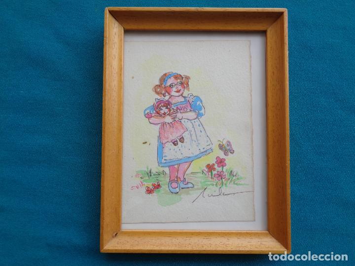 Arte: ACUARELA NI&Ntilde;A CON MU&Ntilde;ECA - Foto 1