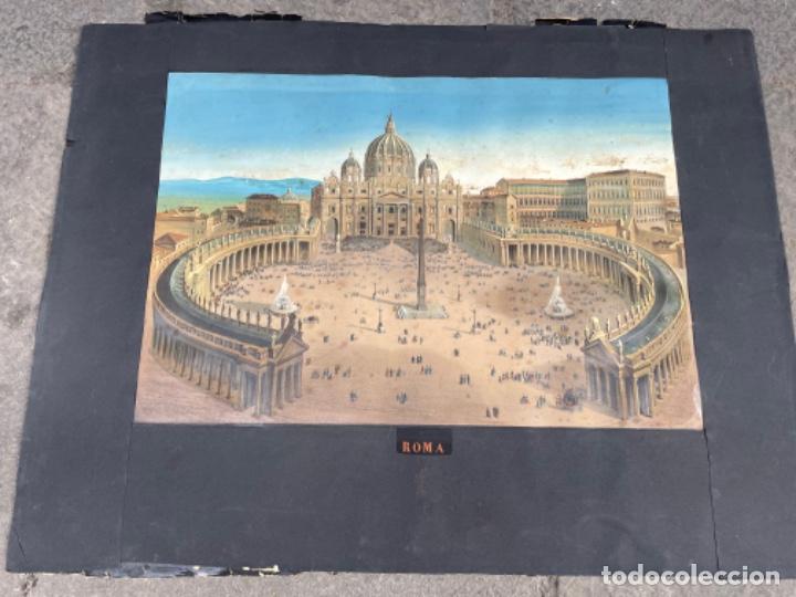 Arte: ANTIGUA ACUARELA S.XIX - ITALIA , ROMA - 66X51 CM.