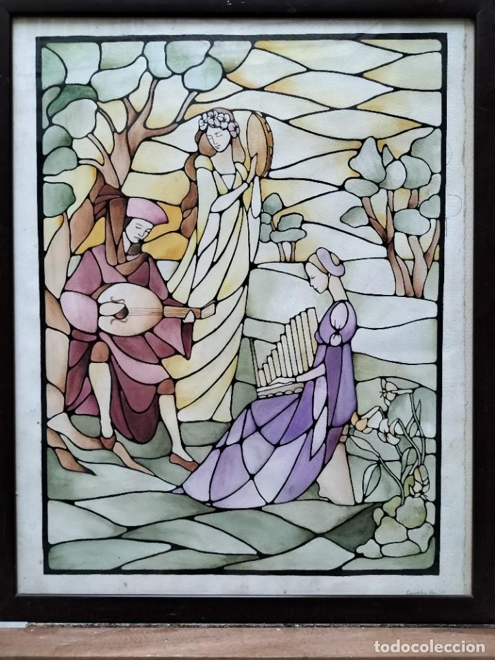 Arte: Vidriera con musico - Foto 1