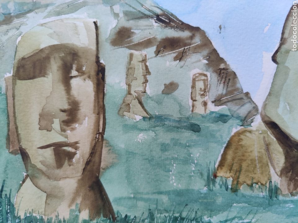 Arte: Rapa Nui Acuarela original - Foto 3