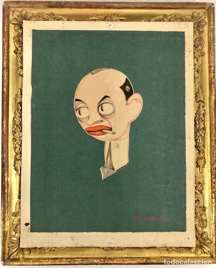 Art: Acuarela Caricatura. Firmada. Escuela francesa A&ntilde;os 20.
