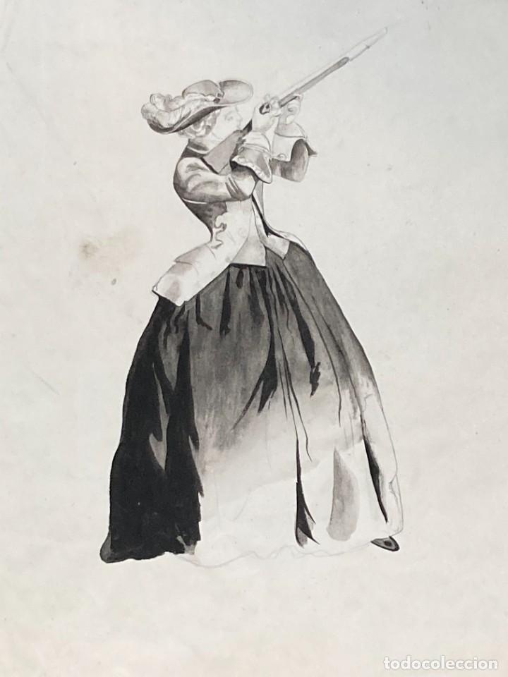 Arte: Acuarela de mujer disparando - Foto 2
