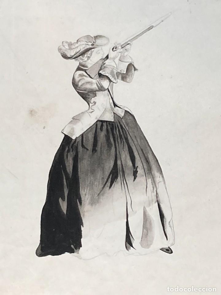 Arte: Acuarela de mujer disparando - Foto 4