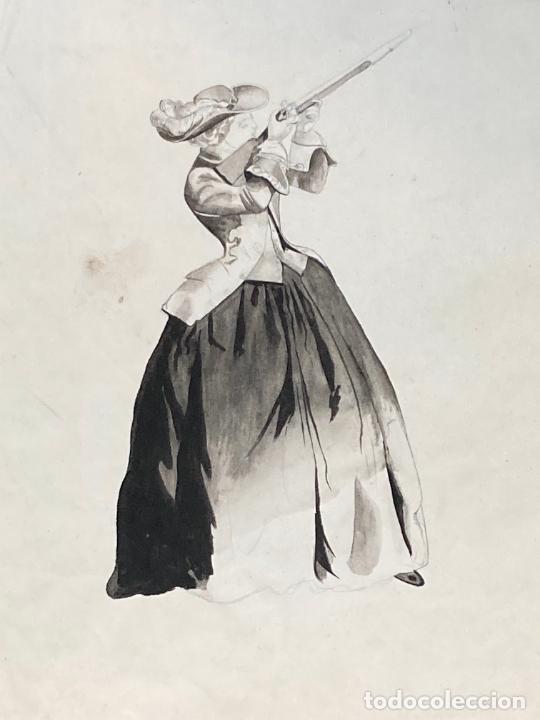 Arte: Acuarela de mujer disparando - Foto 1