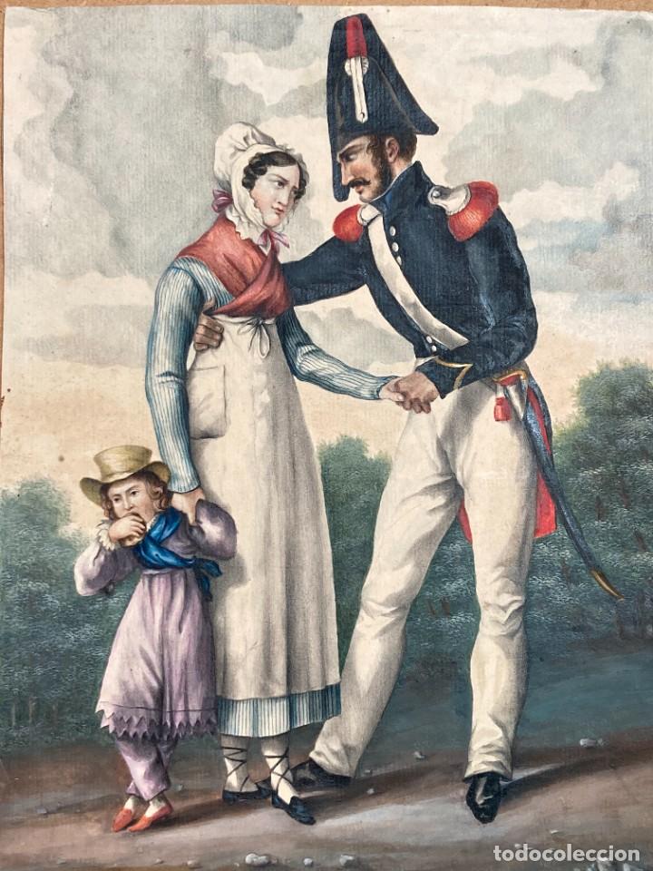 Arte: Acuarela representando a militar y ni&ntilde;era - Foto 3