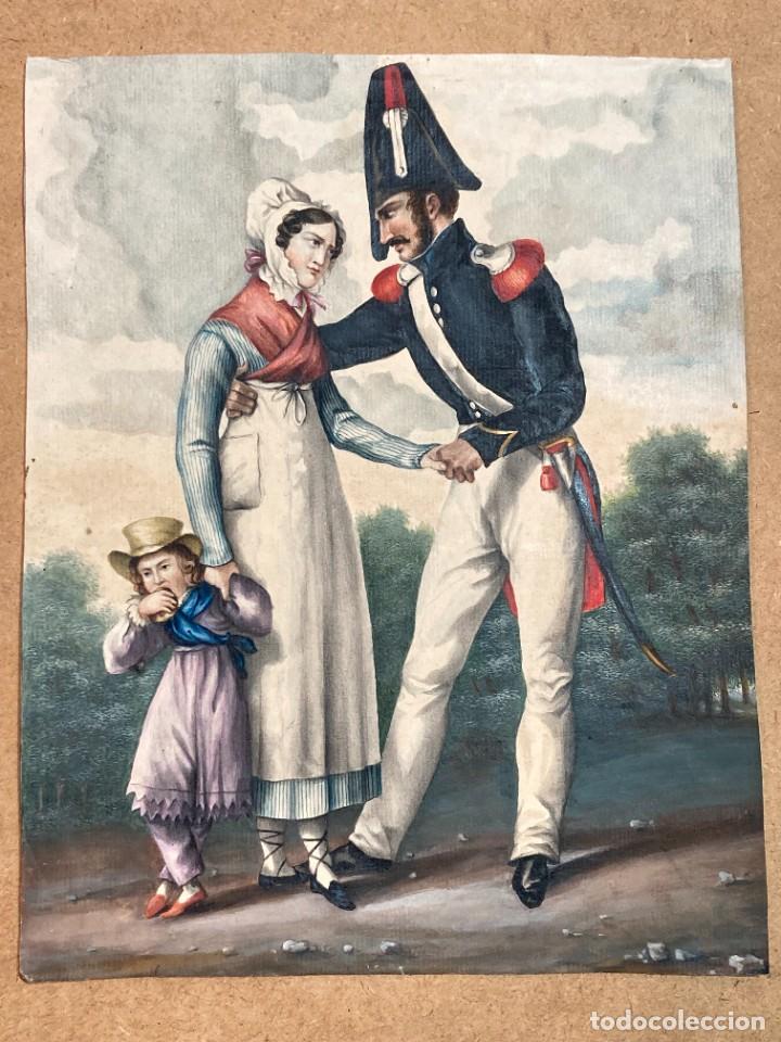 Arte: Acuarela representando a militar y ni&ntilde;era - Foto 4