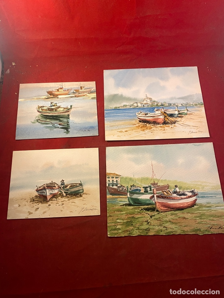 Art: Lote de acuarelas marinas firmadas