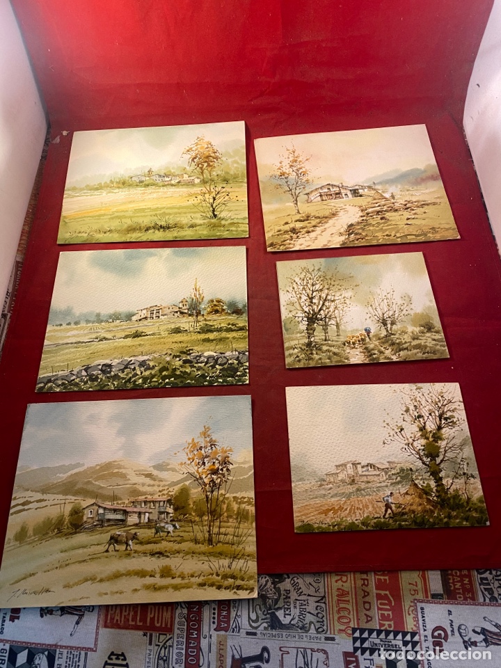 Arte: Lote de acuarelas sobre cart&oacute;n Paisajes monta&ntilde;osos firmados