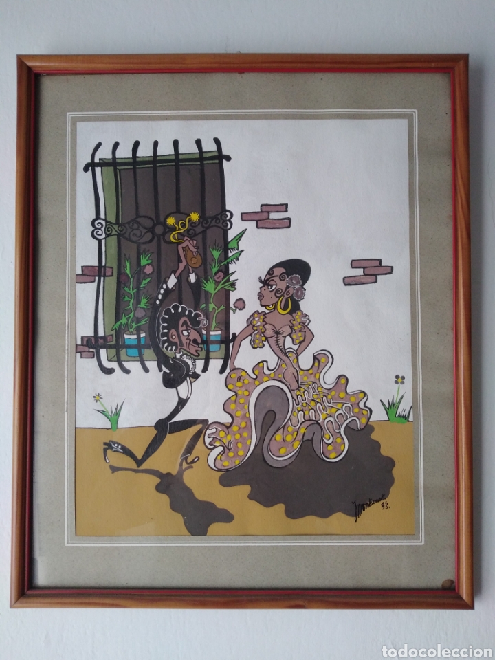 Art: CARICATURA FIRMADA POR MONTSERRAT 1955 CON DEDICATORIA MANUSCRITA