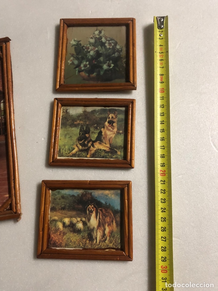 Arte: LOTE 4 CUADROS DE MARQUETER&Iacute;A - Foto 8