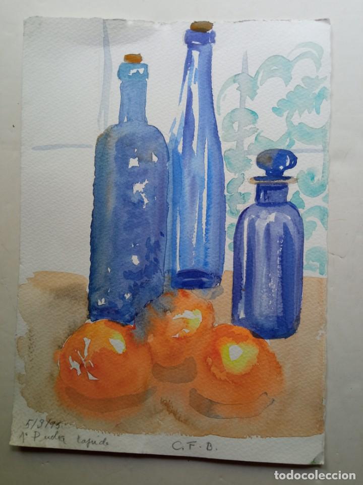Arte: BODEG&Oacute;N BOTELLAS AZULES ACUARELA - Foto 7