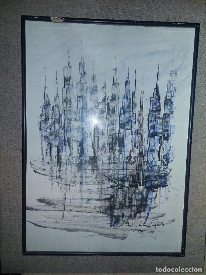 Arte: Juli&aacute;n Mart&iacute;n de Vidales (1930) Edificios acuarela - Foto 2