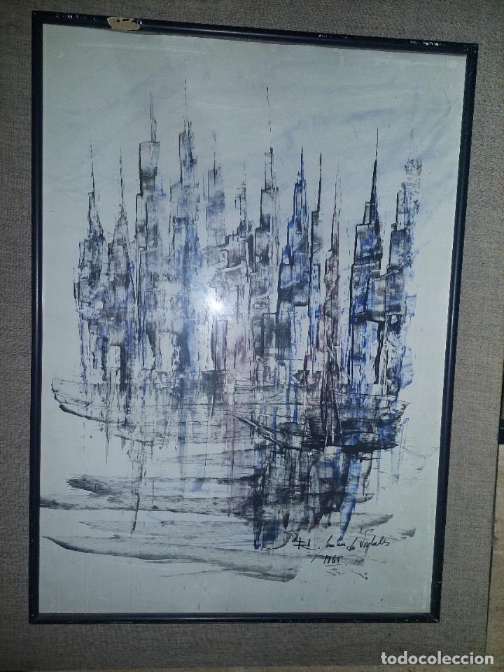 Arte: Juli&aacute;n Mart&iacute;n de Vidales (1930) Edificios acuarela - Foto 3