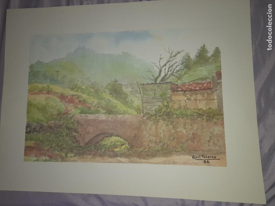 Kunst: Antigua acuarela litograf&iacute;a pintor canario raul tabares mide 50 x 32 ctm