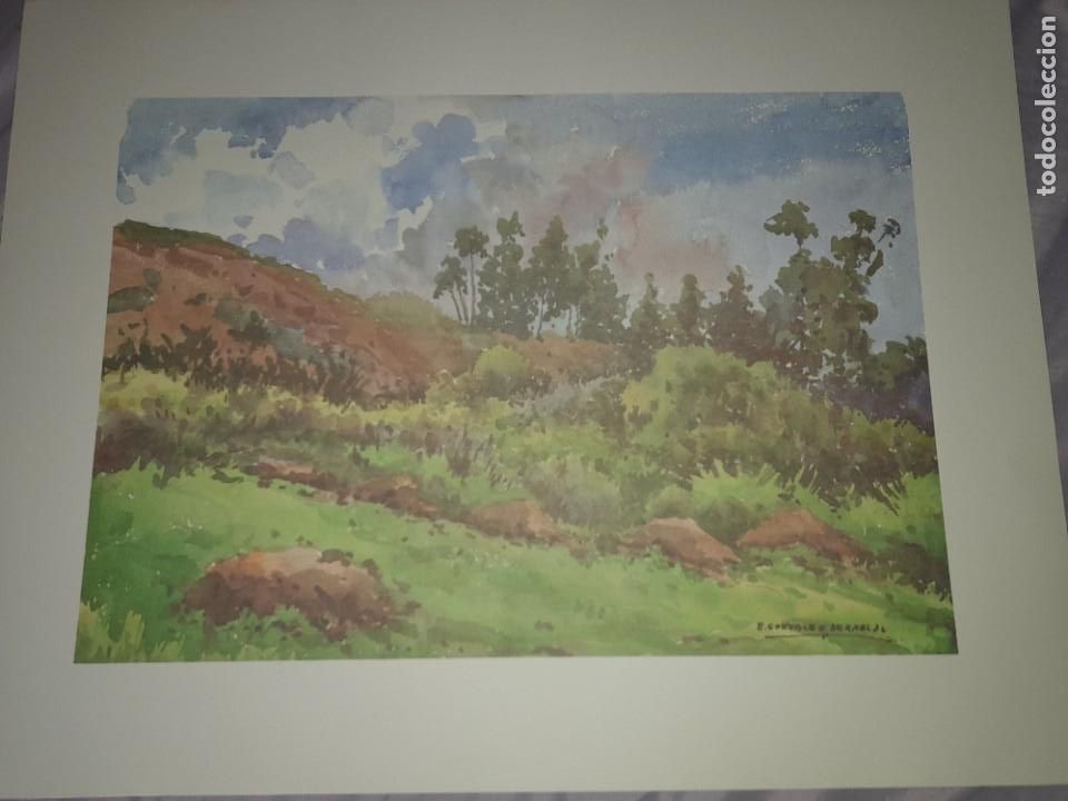 Kunst: Antigua acuarela litograf&iacute;a pintor canario Enrique Gonz&aacute;lez Bernaldo mide 50 x 32 ctm