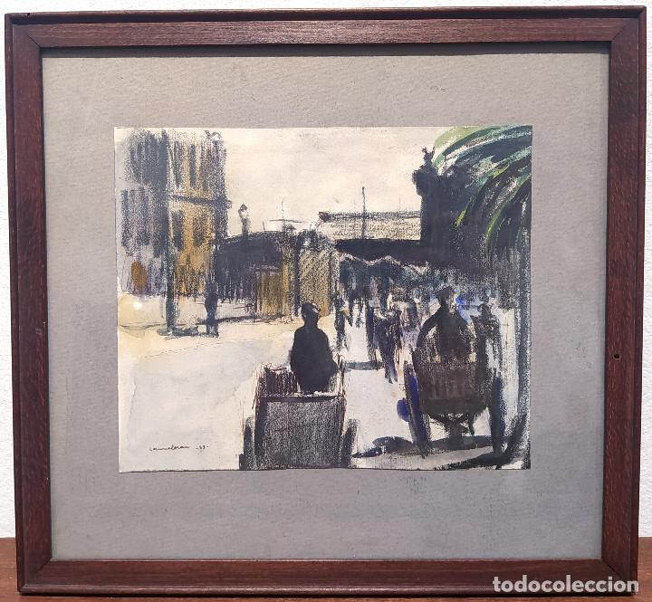 Kunst: Joan Commerelan Carreras (1902-1992). Calle (1989). T&eacute;cnica mixta sobre papel