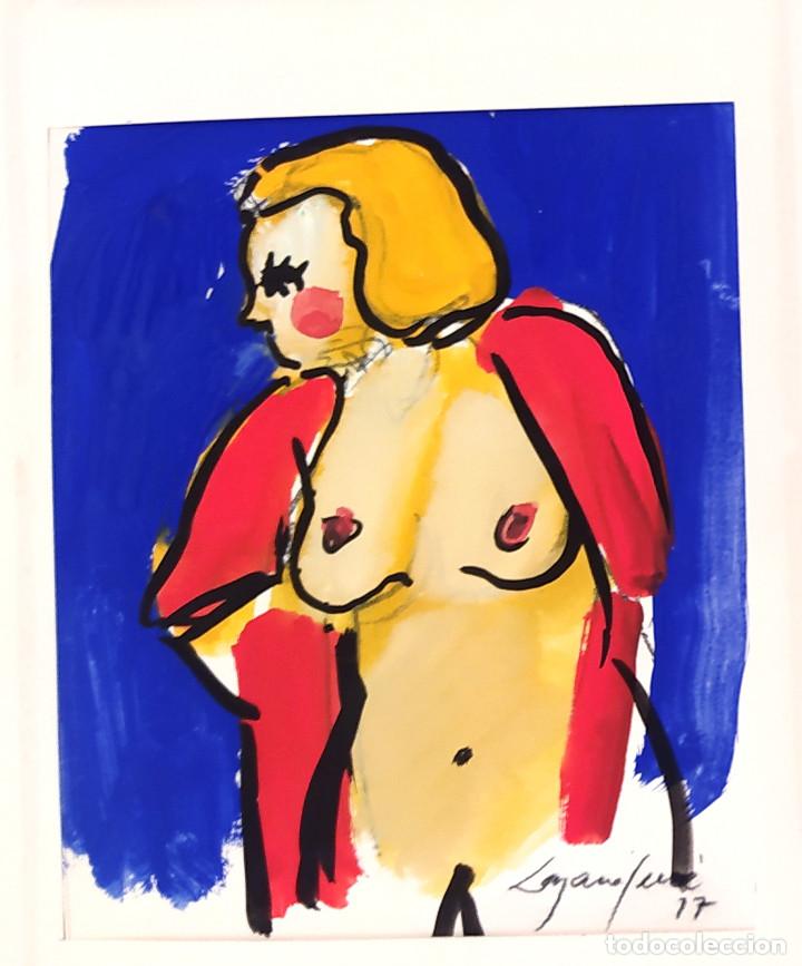 Arte: Jos&eacute; Luis Lazaro Ferr&eacute; (1945). Dibujo original para artel de la exposici&oacute;n &rdquo;Set pintors nous&rdquo;, 1977