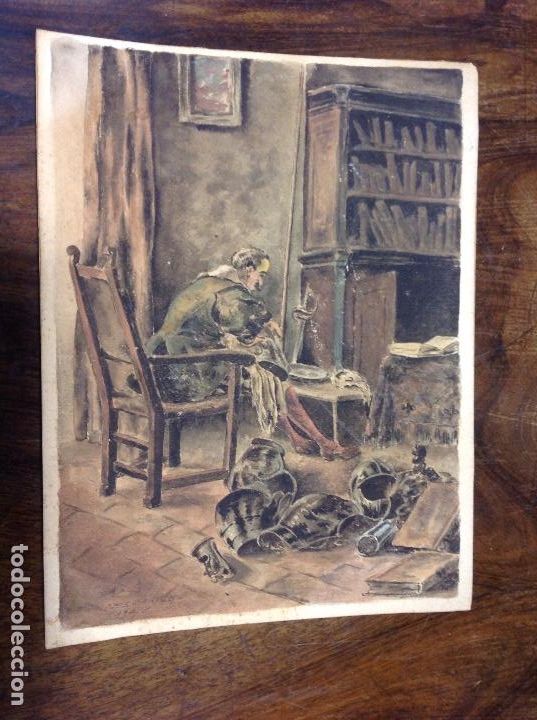 Arte: An&oacute;nimo. Escena del Quijote. Descansando. - Foto 1