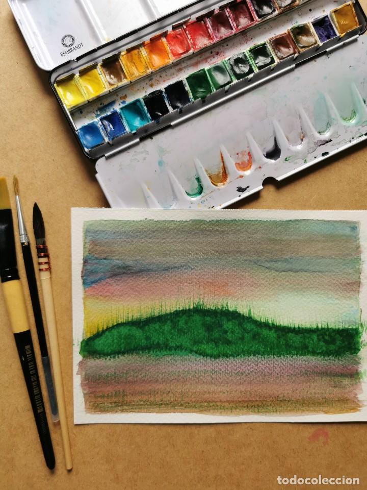 Arte: Acuarela original paisaje minimalista