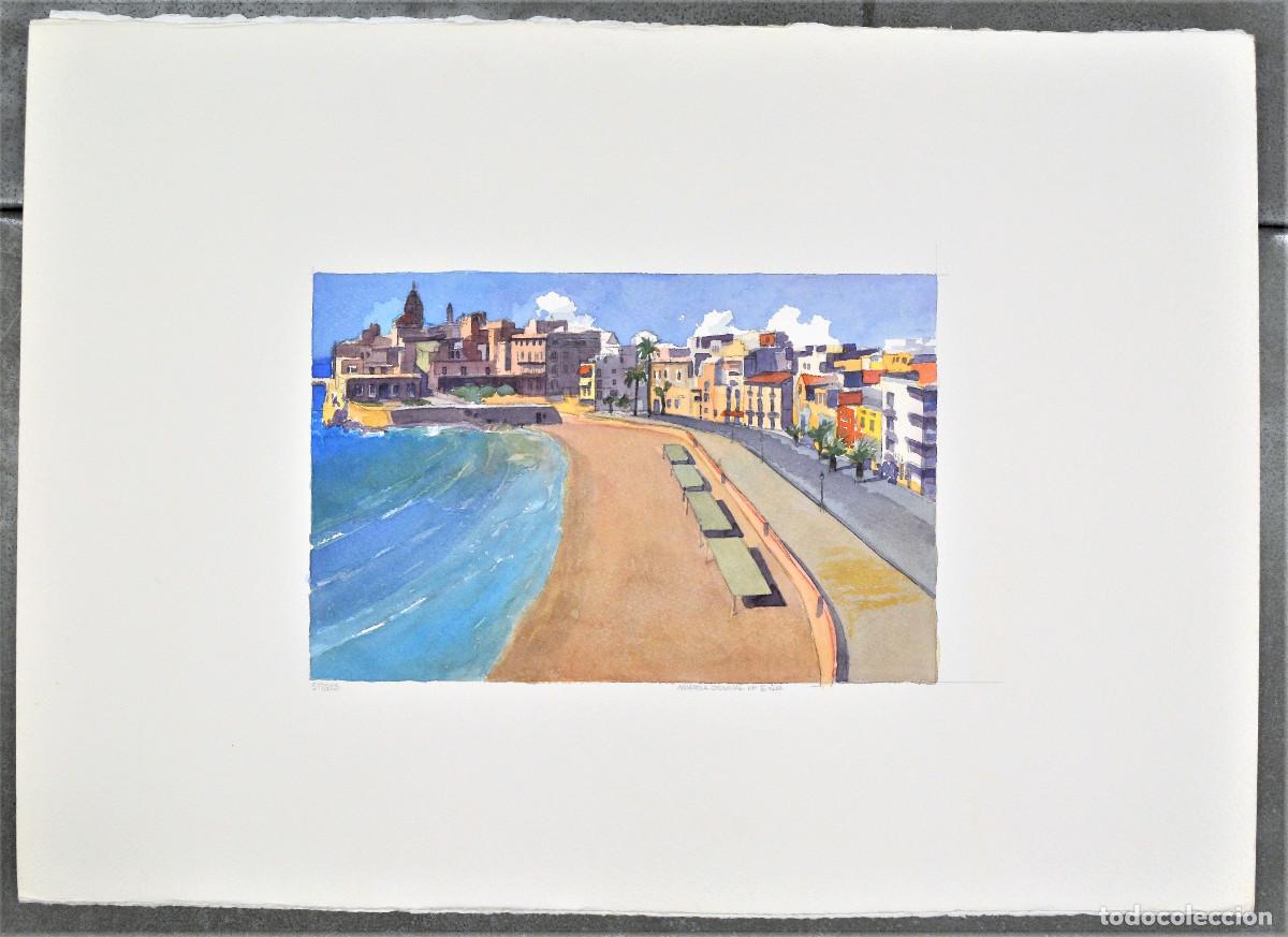 Arte: Sitges. Acuarela original de E. Lin - Foto 1