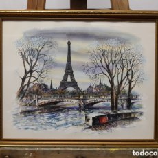 Arte: PINTURA PARISINA ENMARCADA EN CRISTAL. Lote 373632999