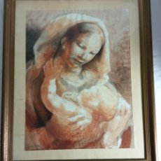 Arte: ENRIC CASANOVAS ROY (1882-1948) - MATERNIDAD - ACUARELA - 61 X 46 CM