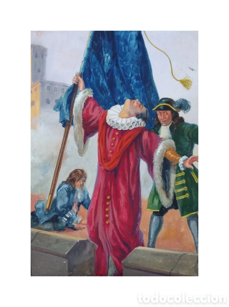 Arte: Acuarela Prototipo de cromos Historia de Espa&ntilde;a Ed Juan Bargu&ntilde;o