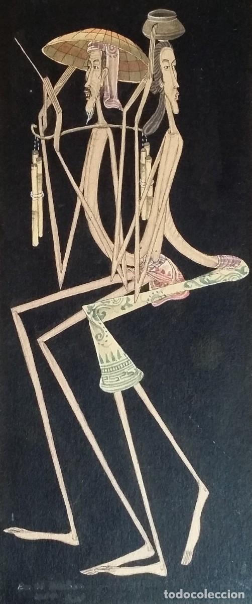 Arte: Antiguo dibujo a la acuarela, JAVA - Foto 1