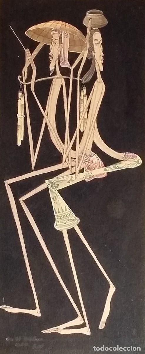 Arte: Antiguo dibujo a la acuarela, JAVA - Foto 5