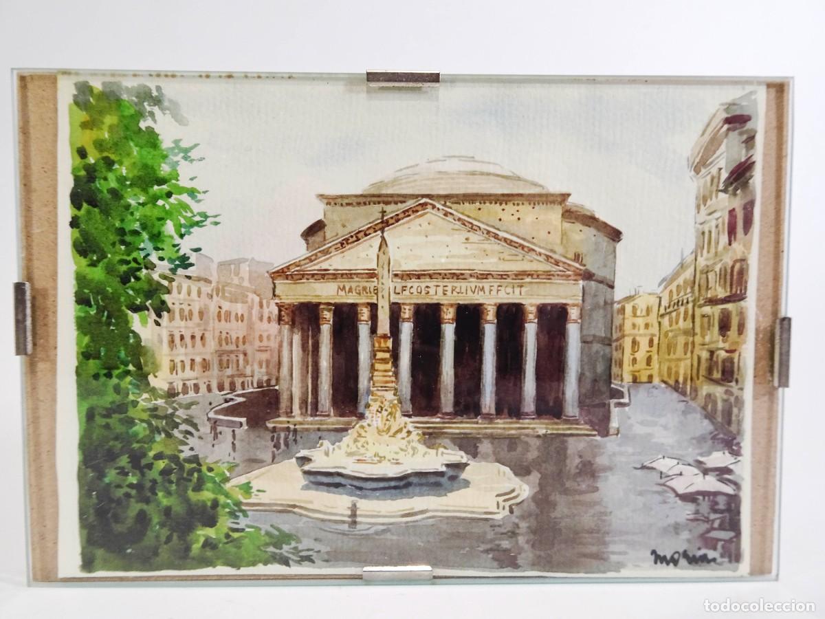 Kunst: ACUARELA PANTE&Oacute;N DE AGRIPA Y PIAZZA DELLA ROTONDA ROMA