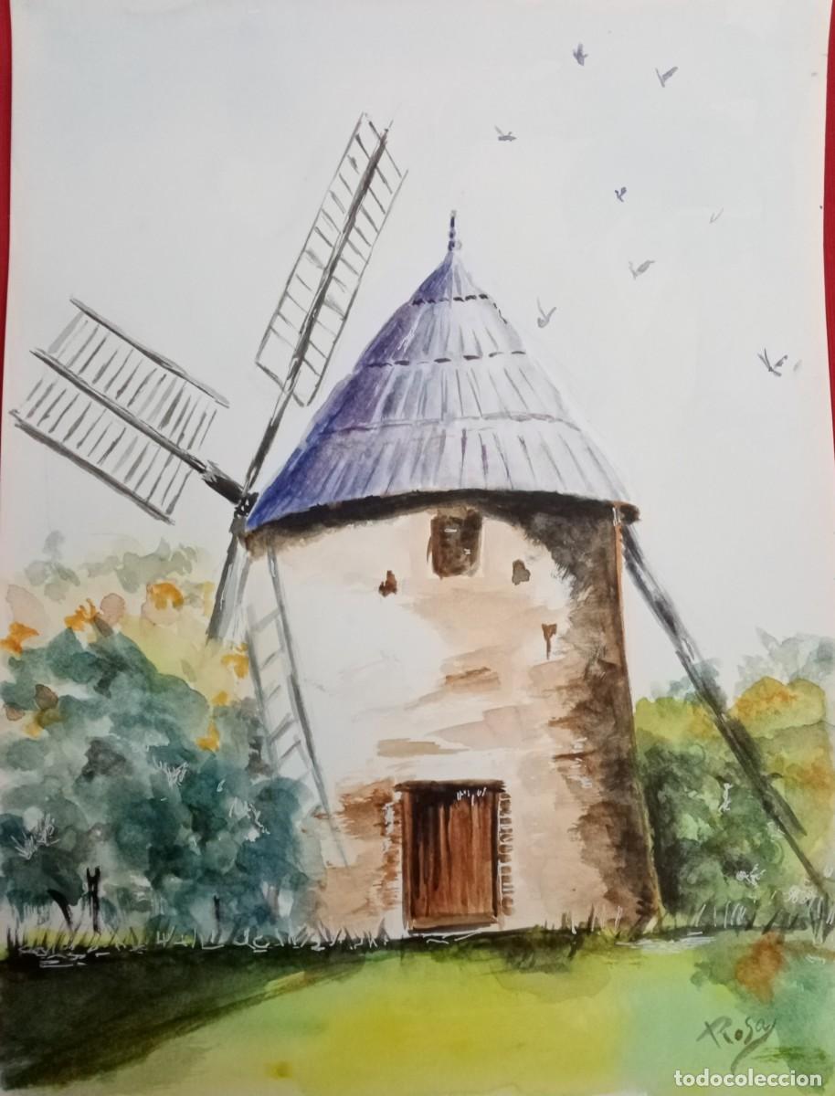 Arte: Molino de viento , acuarela - Foto 1