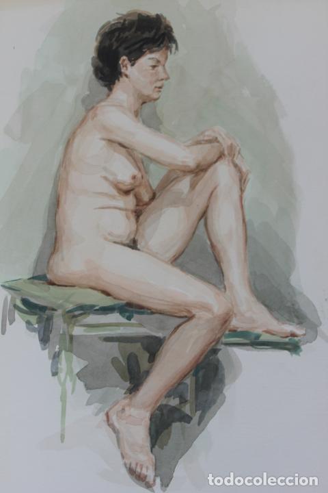 Arte: MU&Ntilde;OZ BARBERAN DESNUDO ACUARELA - Foto 3