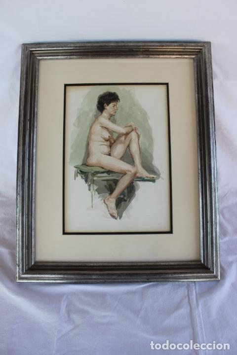 Arte: MU&Ntilde;OZ BARBERAN DESNUDO ACUARELA - Foto 1