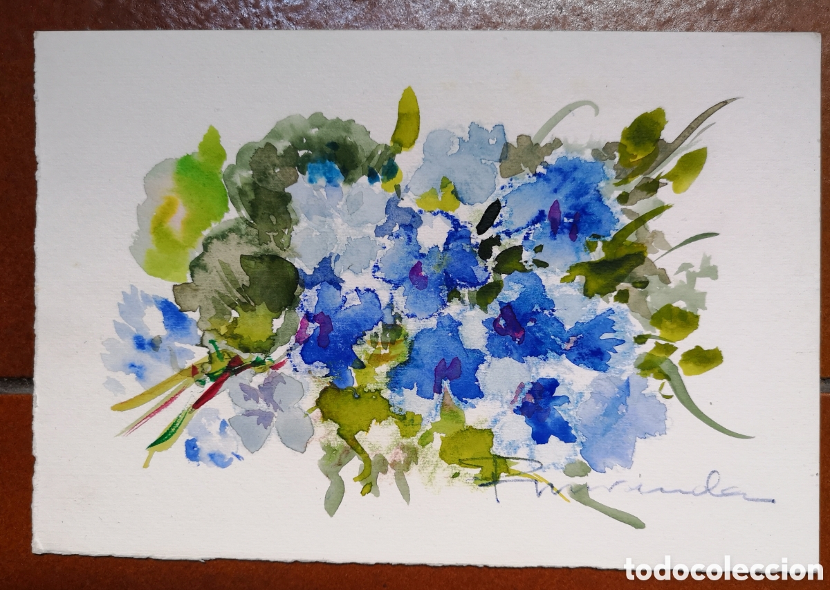 Arte: Acuarela flores azules - Foto 2