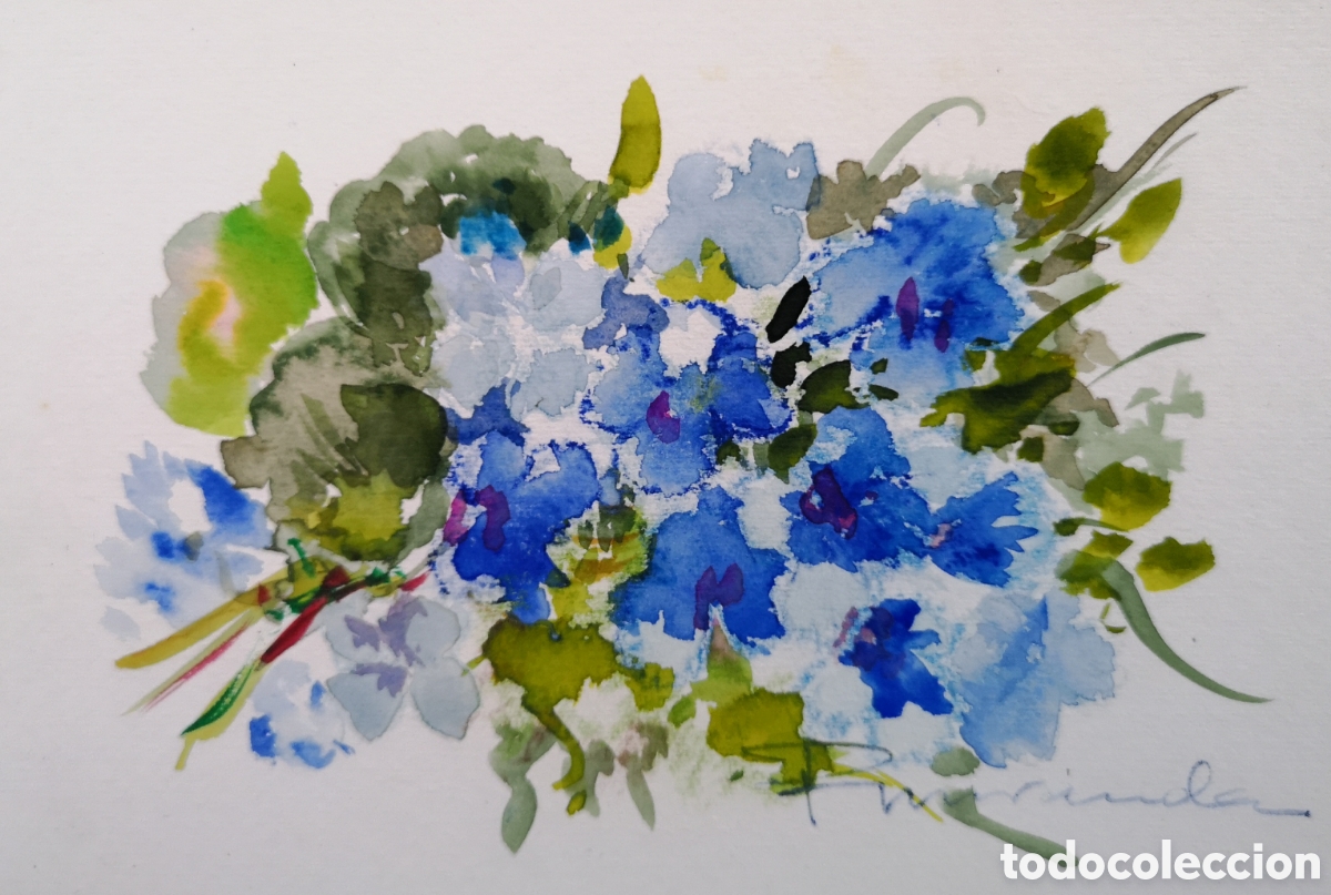 Arte: Acuarela flores azules - Foto 1